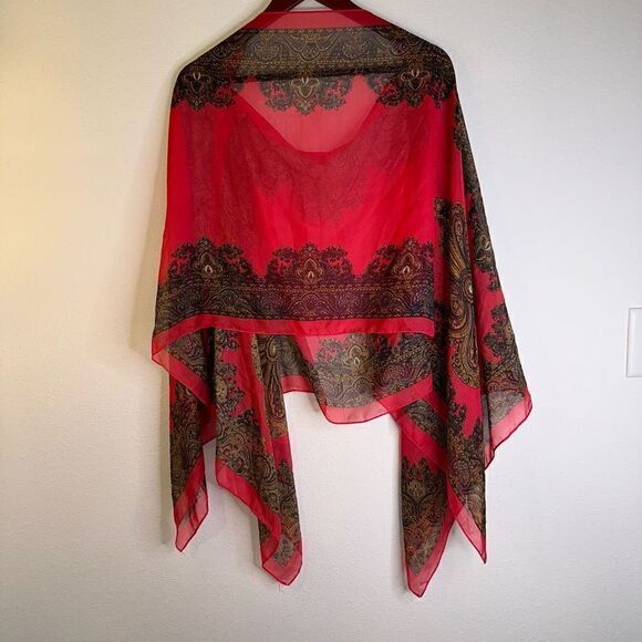 Jack & Missy Pink Boho Chiffon Poncho One Size Multicolored Flowy Convertible - Picture 4 of 9